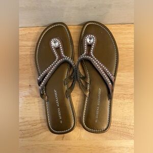 Athena Alexander Brown Sandals With Rhinestone-Embellished Straps